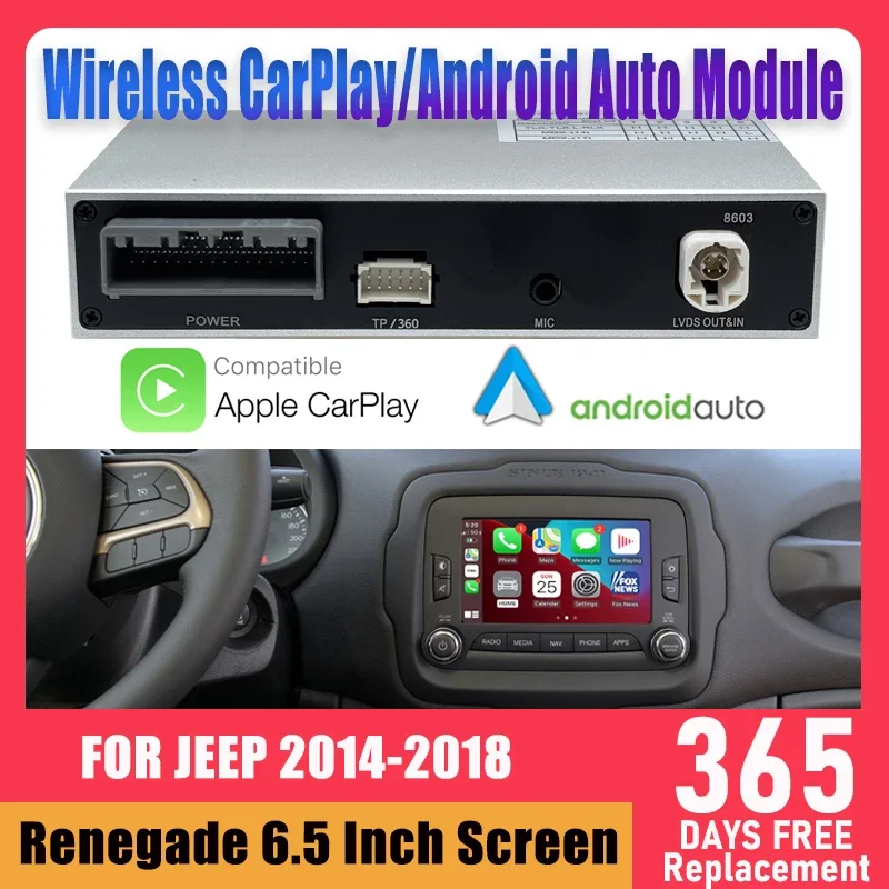 

Wireless Apple CarPlay Android Auto Retrofit Car AI Box For Jeep Renegade Original Screen Upgrade Mirrorin