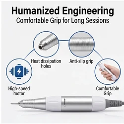 Manicure Pedicure Nail Drill Pen Handpiece โ Electric File Polish Grind Tool with DC & 3-PIN Plug Accessories