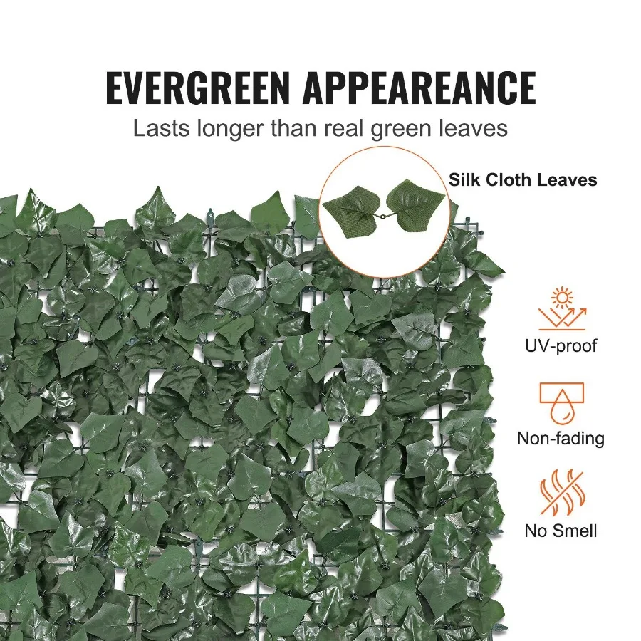 Ivy Privacy Fence 96 x 72 in Artificial Green Wall Screen Greenery Ivy Fence with Strengthened Joint Faux Hedges Vine Leaf Deco