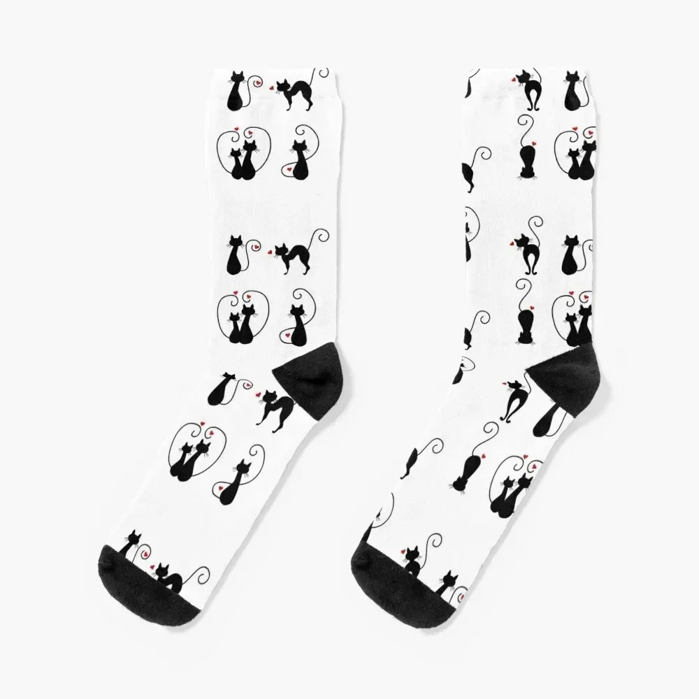 

blackcat drawing love cat Socks Antiskid soccer hiking Hiking boots Male Socks Women's