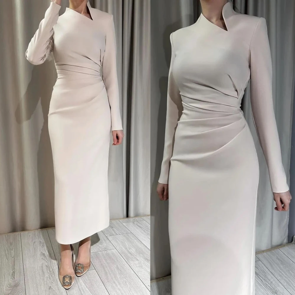 Jiayigong s-Gaine de fiançailles plissée personnalisée, robe à col haut, occasion sur mesure, midi es