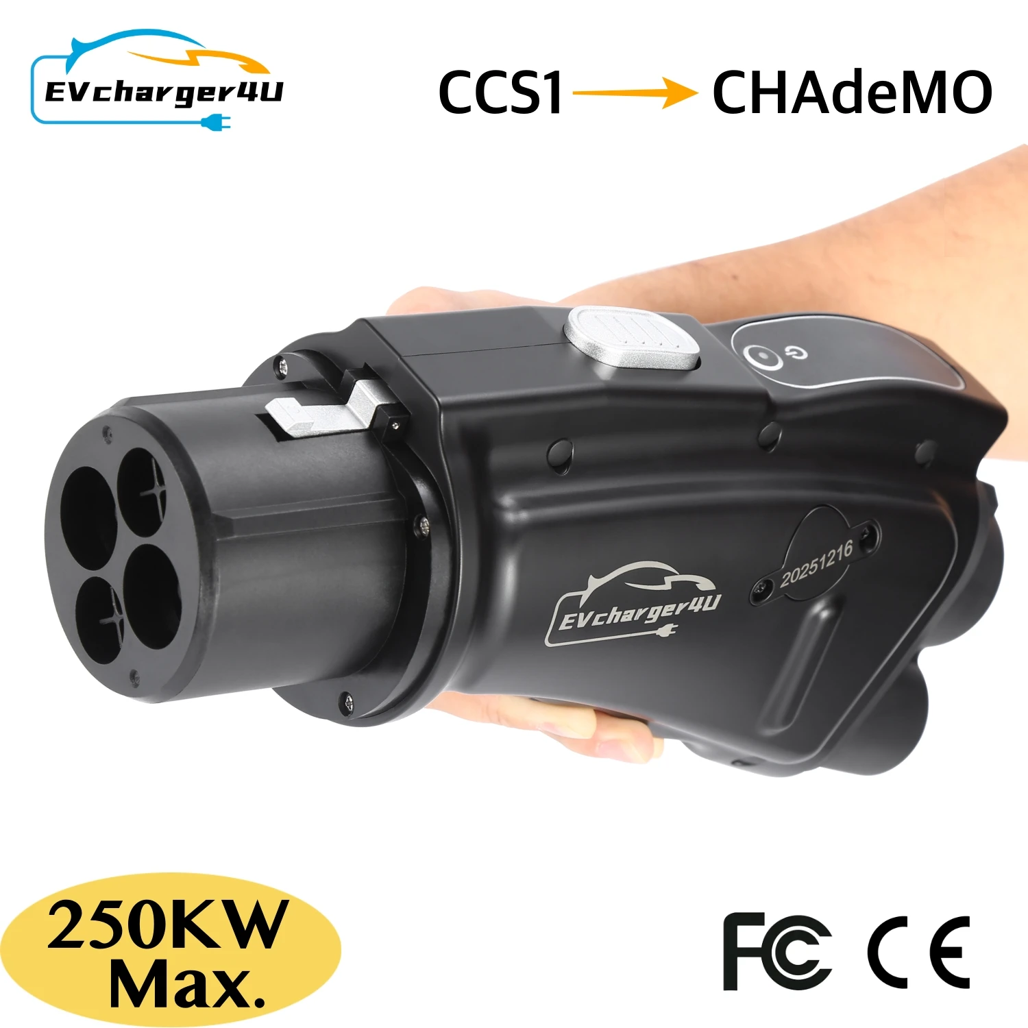 EVcharger4U CCS1 to CHAdeMO 1000V 250A 250KW DC Adapter for Nissan Leaf, Kia Soul, Lexus, Mitsubishi Prius and Peugeot/Citroen
