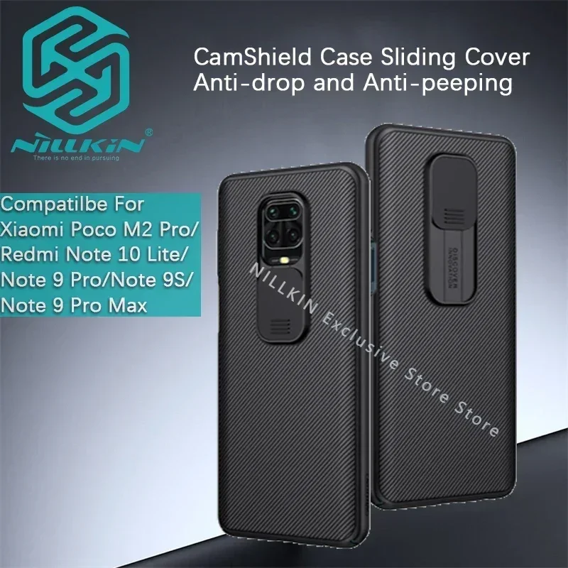 Nillkin لهاتف Xiaomi Poco M2 Pro/Redmi Note 10 Pro/9 pro/9S/Note 10 Lite Camshield حافظة عدسة غطاء منزلق حافظة هاتف صلبة