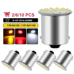 2/6/10 Stuks P21/5W 1157 Bay15d 1156 Ba 15S Led Lamp 12V 3014 22smd 7000K Wit Auto Richtingaanwijzer Parkeerrem Achteruitrijlichten