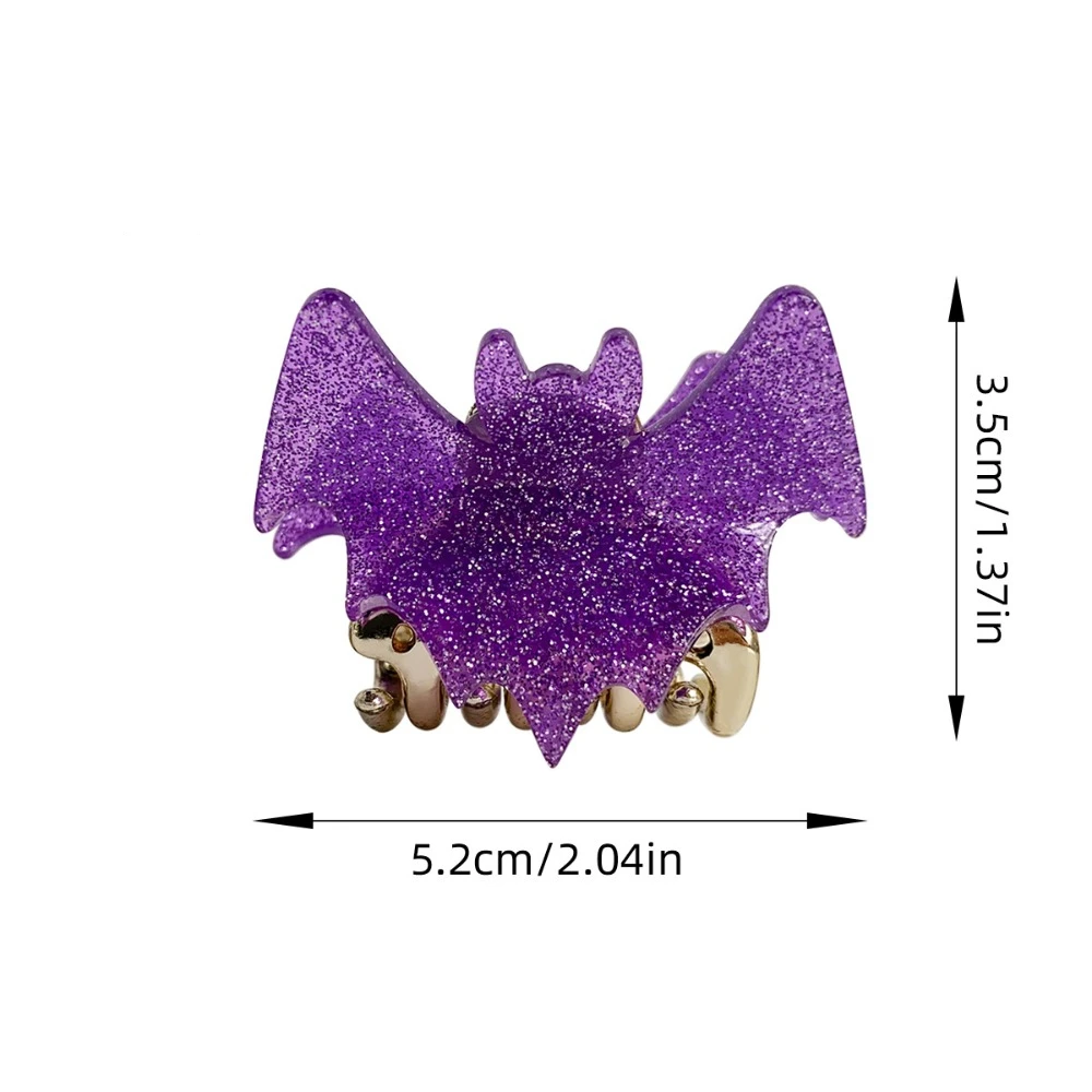 Fashion Y2K Halloween Bat Hair Claw Dazzling Colors Alloy Shiny Acrylic Shark Clip Gothic Style Cosplay Bat Wings Hair Claw Work