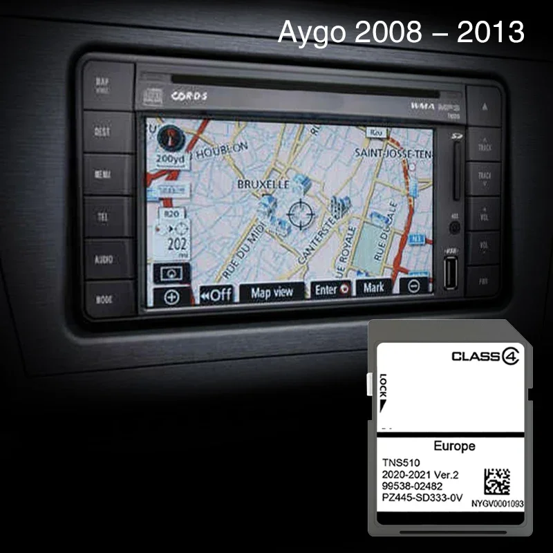 

Fitting for Toyota Aygo 2008-2013 Track Map Cover Sweden Latvia Ireland Germany France Spain Gps Map SD Card