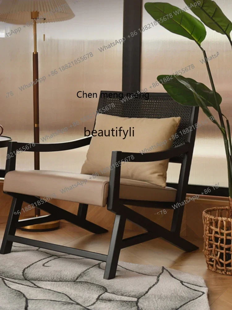 cn8350 LHY yj Nordic Solid Wood Sofa Chair Balcony Single Modern Minimalist Leisure Recliner Designer Rattan Chair