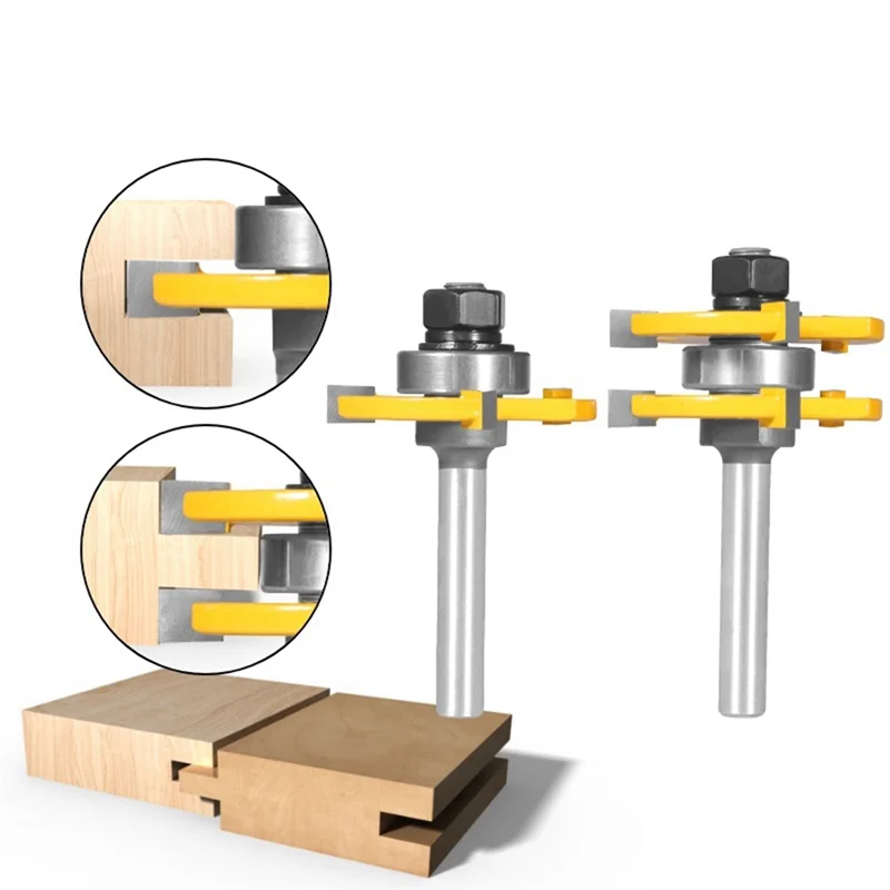 

2025 Trend 2 Pieces Of 8 Mm Joint Assembly Milling Cutter Three-Edge T-Tenon Cutter Slotted Tenon Cutter Single Bearing