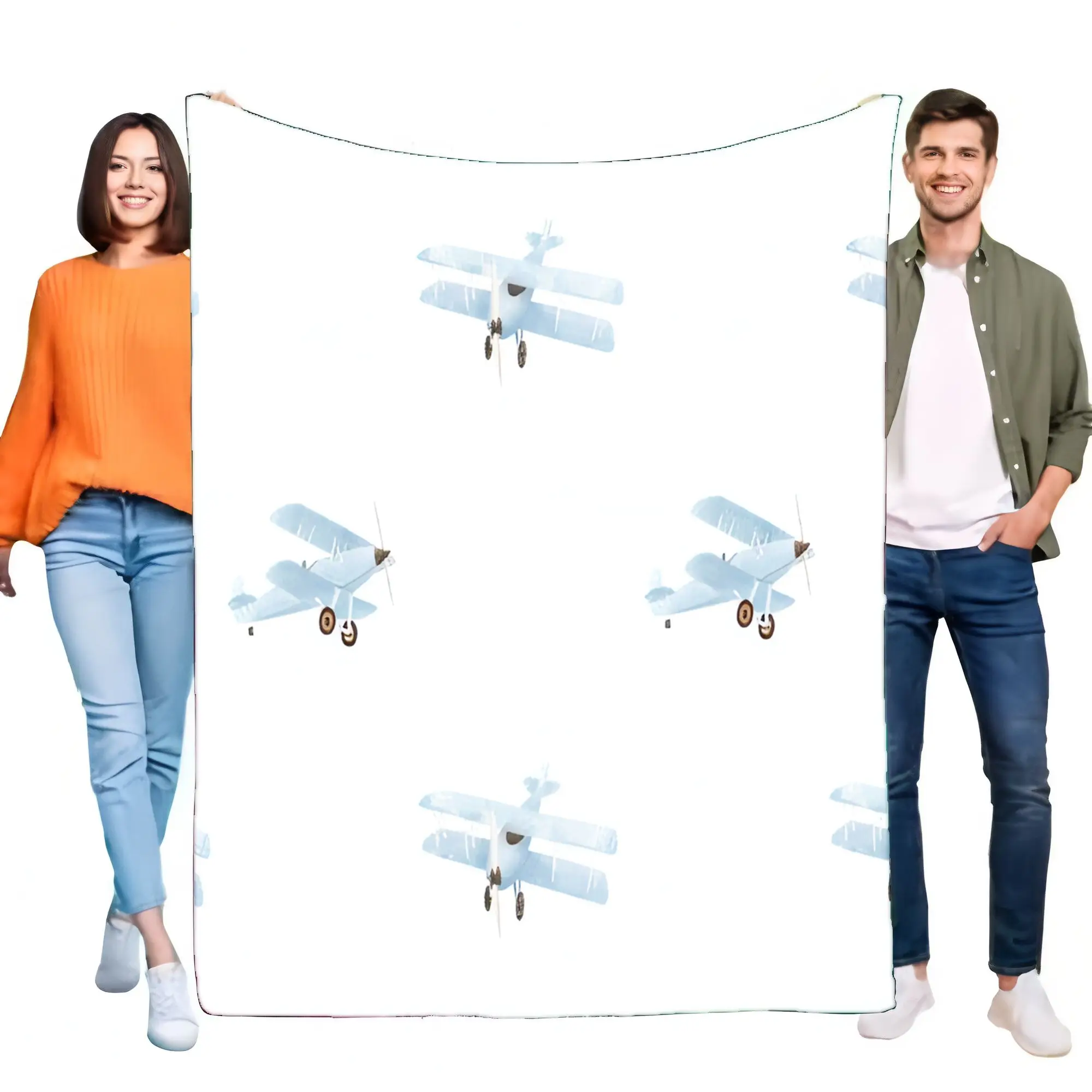 Biplane Airplane Throw Blanket Soft Plush Cozy Lightweight for Kids Boys Girls Room Decor Aviation Fan Bed Sofa Travel Gift