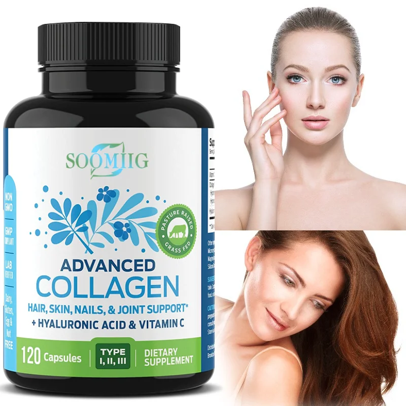 Multi Collagen Capsules, Hydrolyzed Collagen Supplement for Hair Skin Nails Joint & Bone Health, Anti-Aging Antioxidant Support