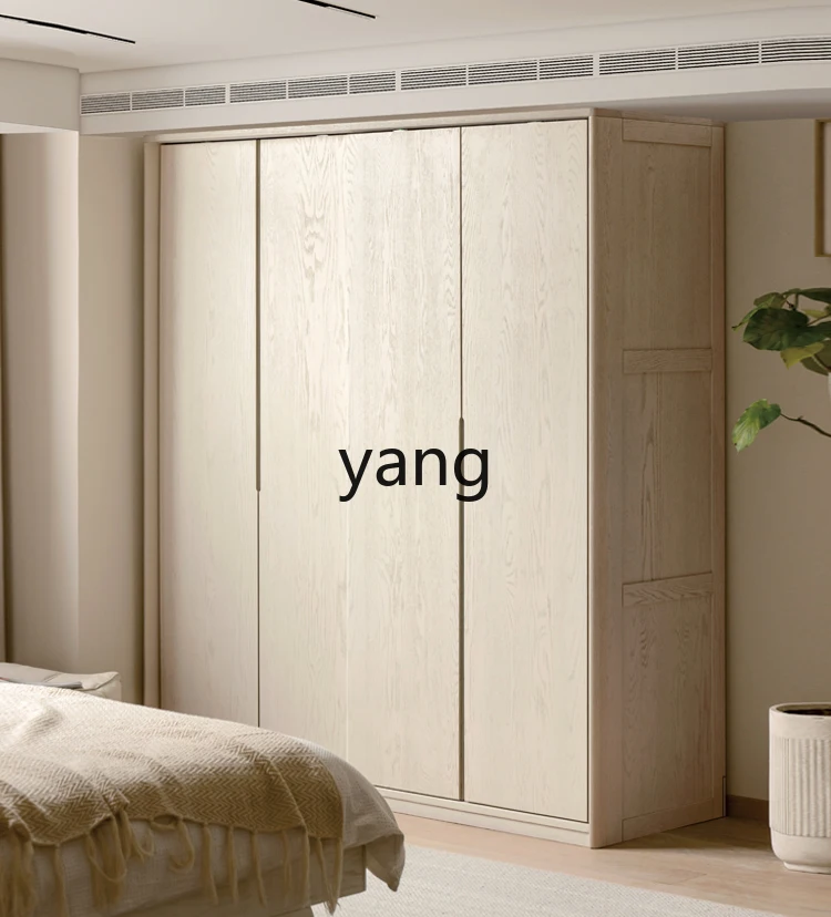 LMM Home Bedroom to Top Sliding Door Wardrobe Cream Style White Cloakroom Cabinet