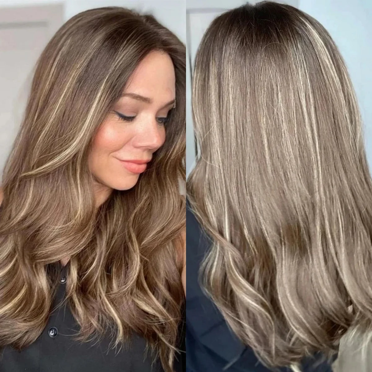 26 "بني كستنائي داكن 13x4 موجة فضفاضة HD شعر مستعار اصطناعي الجزء الأوسط الطبيعي قسط جودة عالية ألياف مقاومة للحرارة تخفيضات كبيرة