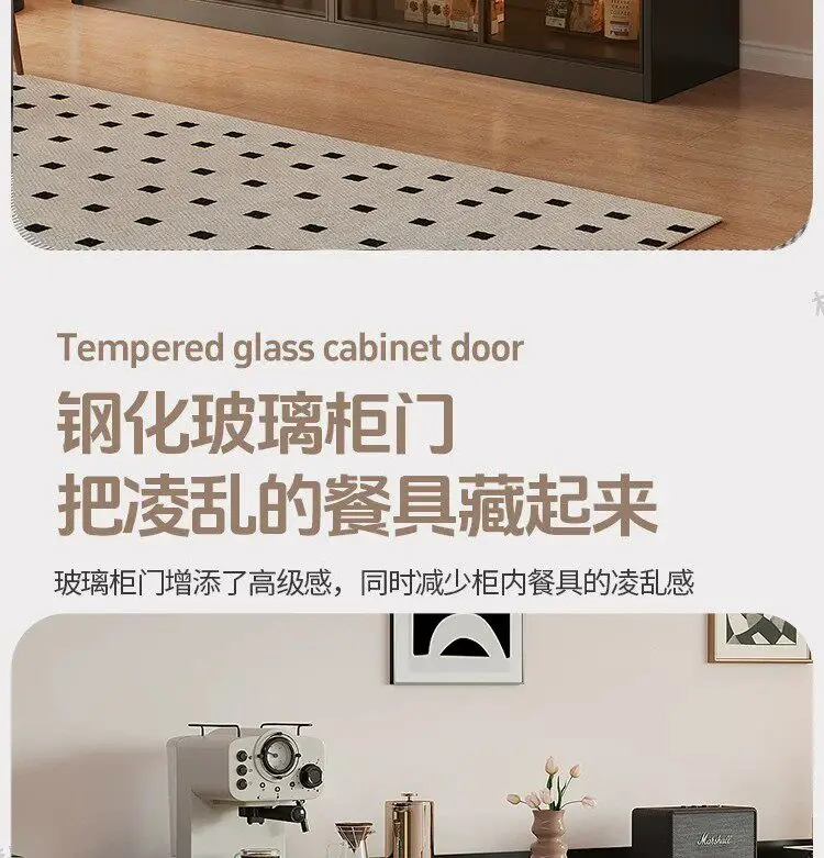 Modern Sideboard Cabinet With Glass Door Buffet Storage Cabinet With Drawers Kitchen Dining Living Room Furniture Coffee Bar