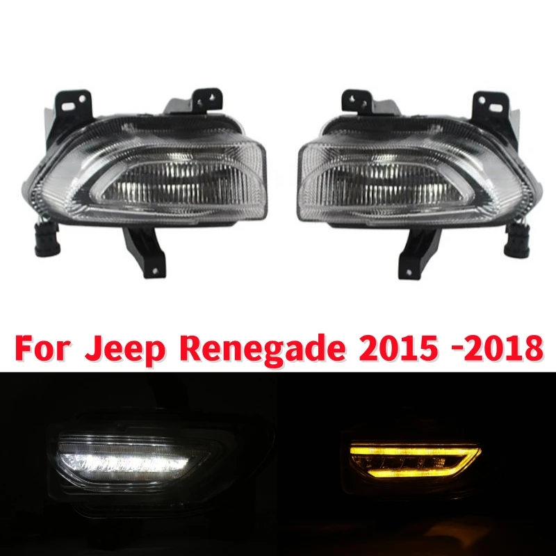 

2Pcs Car LED Daytime Running Lights DRL w/ Turn Signal Lamp For Jeep Renegade 2015-2018