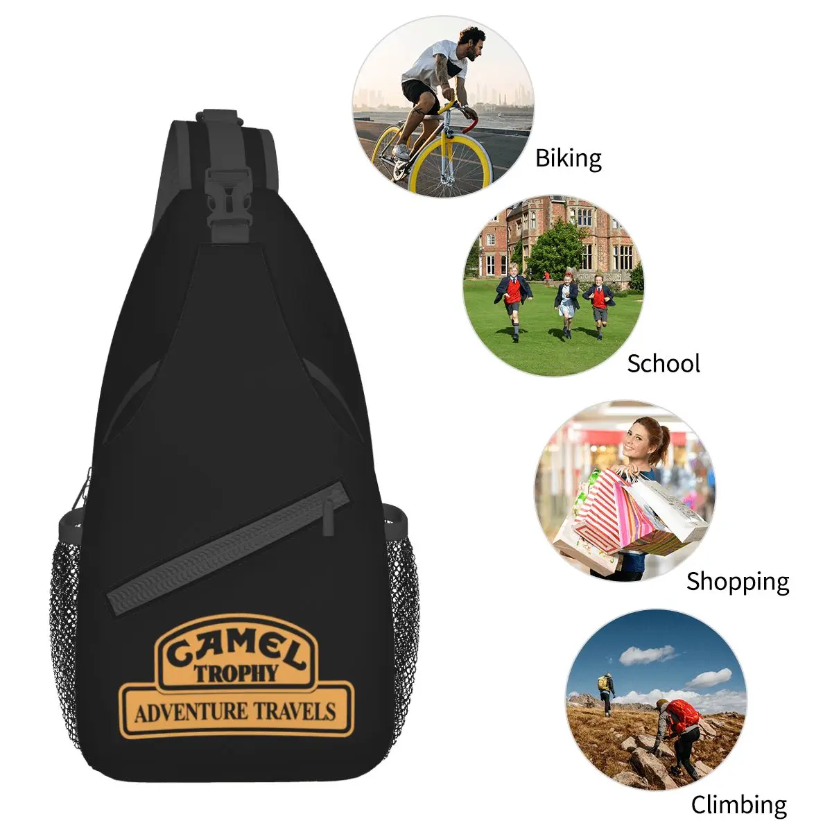 Troféu De Camelo Sling De Corrida Saco, Crossbody Peito, Mochila Sling De Ombro, Caminhadas, Mochilas De Viagem, Sacos Casuais De Carro