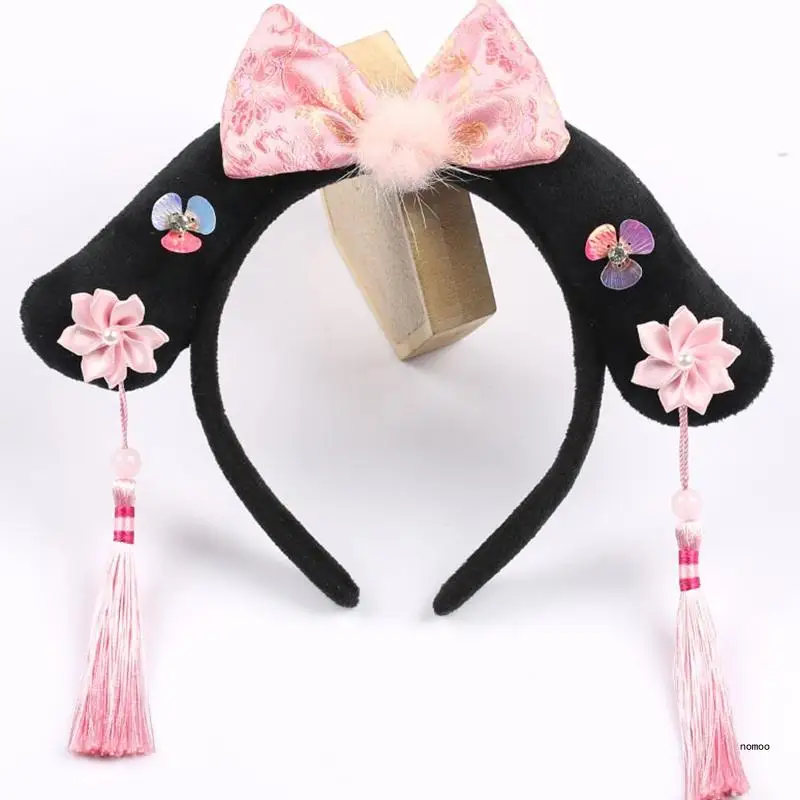 Diadema china antigua Hanfu Tangzhuang, accesorios bonitos para cabello para niños, tocado princesa Manchu, tocado con