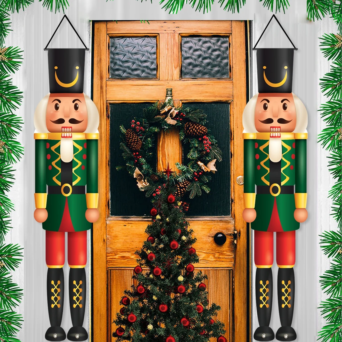 Christmas Santa Claus Door Couplets Navidad Natal Noel Nutcracker Banner Merry Christmas Decorations For Home 2024 New Year 2025 images - 6