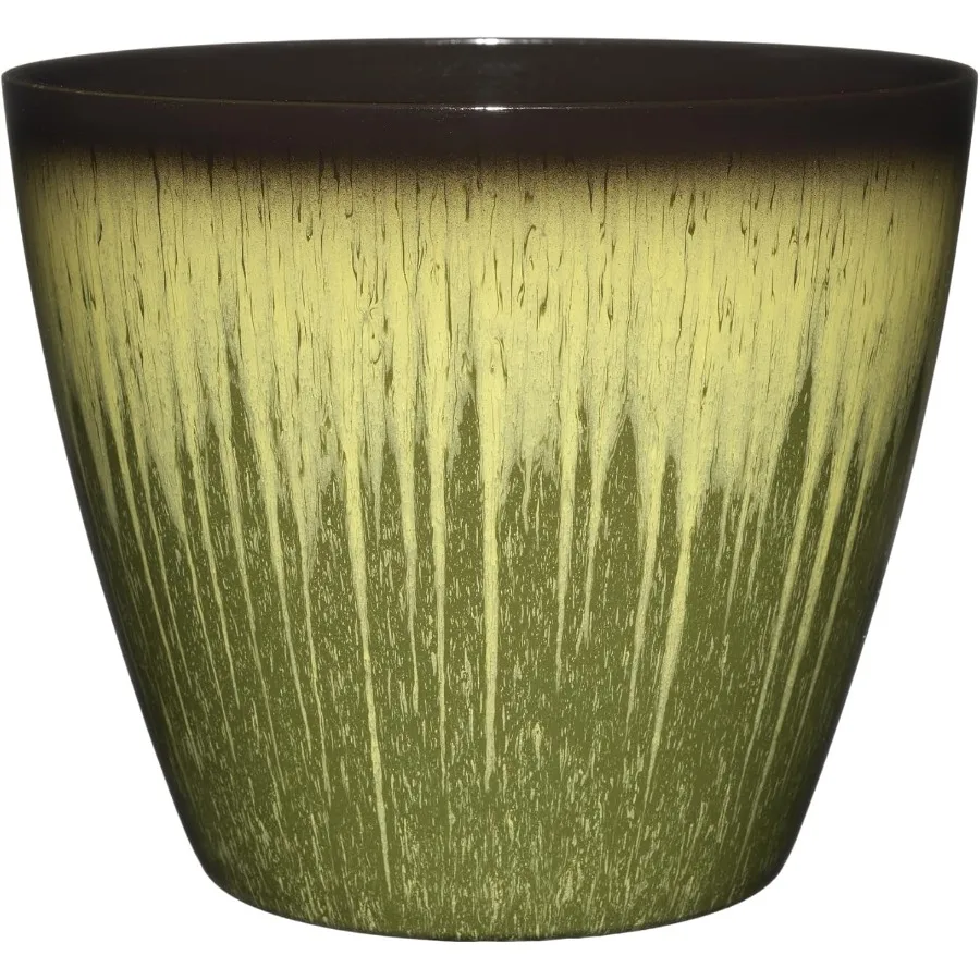 

UV Resistant Planter Pots Willow Green 8" - Pottery Finish Indoor Outdoor Decor, Modern Porch Planters