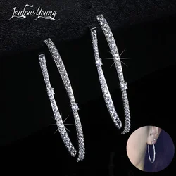 Simple Hoop Earrings With AAA Zircon For Women Jewelry Brincos Unique Clear Rhinestone Paved Rose Gold Color Jewelry Gift AE312