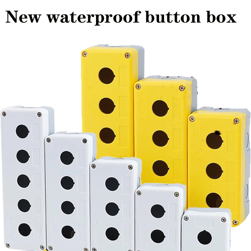 Waterproof button switch control box 12345 hole emergency stop knob indicator light widened hole distance from plastic box 22mm