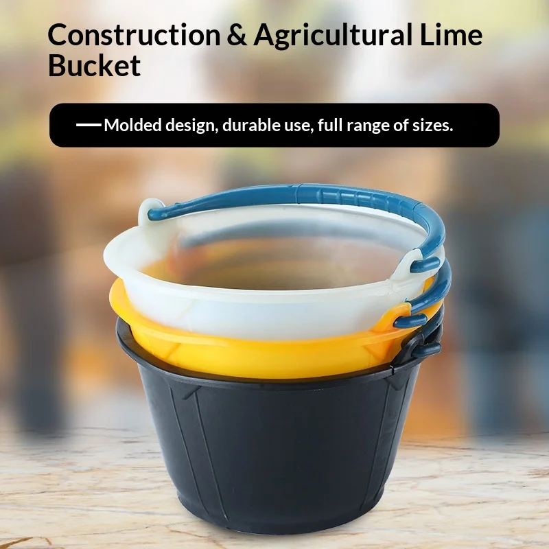 Handheld Thickened PE Gray Barrel Cement Mortar Bucket for Construction Durable Handheld Cement Mixer Bucke