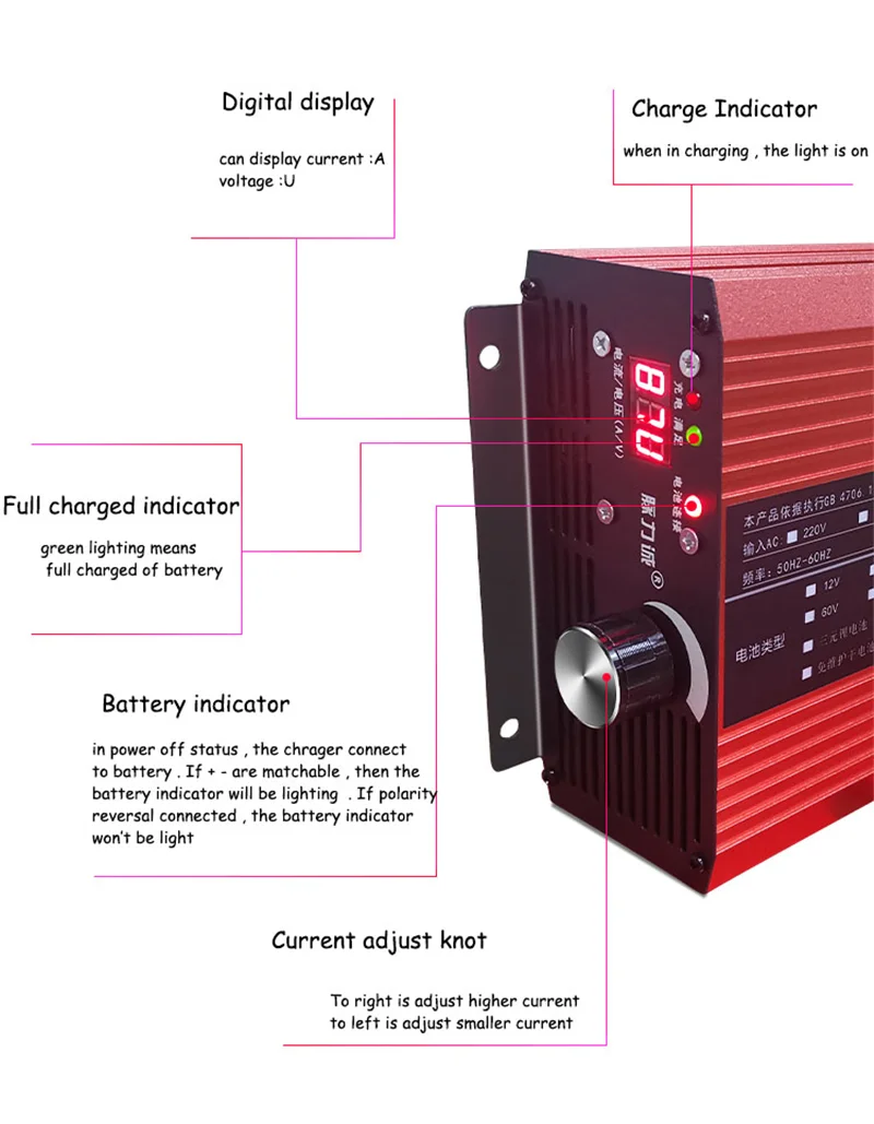 Imagem -06 - Carregador de Bateria do Lítio Lifepo4 Atual Ajuste Carga Rápida 72v 60v 67.2v 84v Li-íon Lipo 48v 12s 16s 20s 24s 2a 5a 10a 12a o