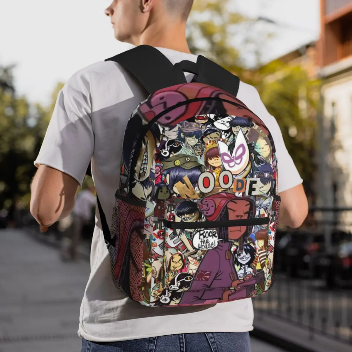 حقيبة ظهر مدرسية للطلاب من فرقة Music Band Gorillaz، حقيبة ظهر للسفر والمشي لمسافات طويلة للرجال والنساء، حقائب كتف