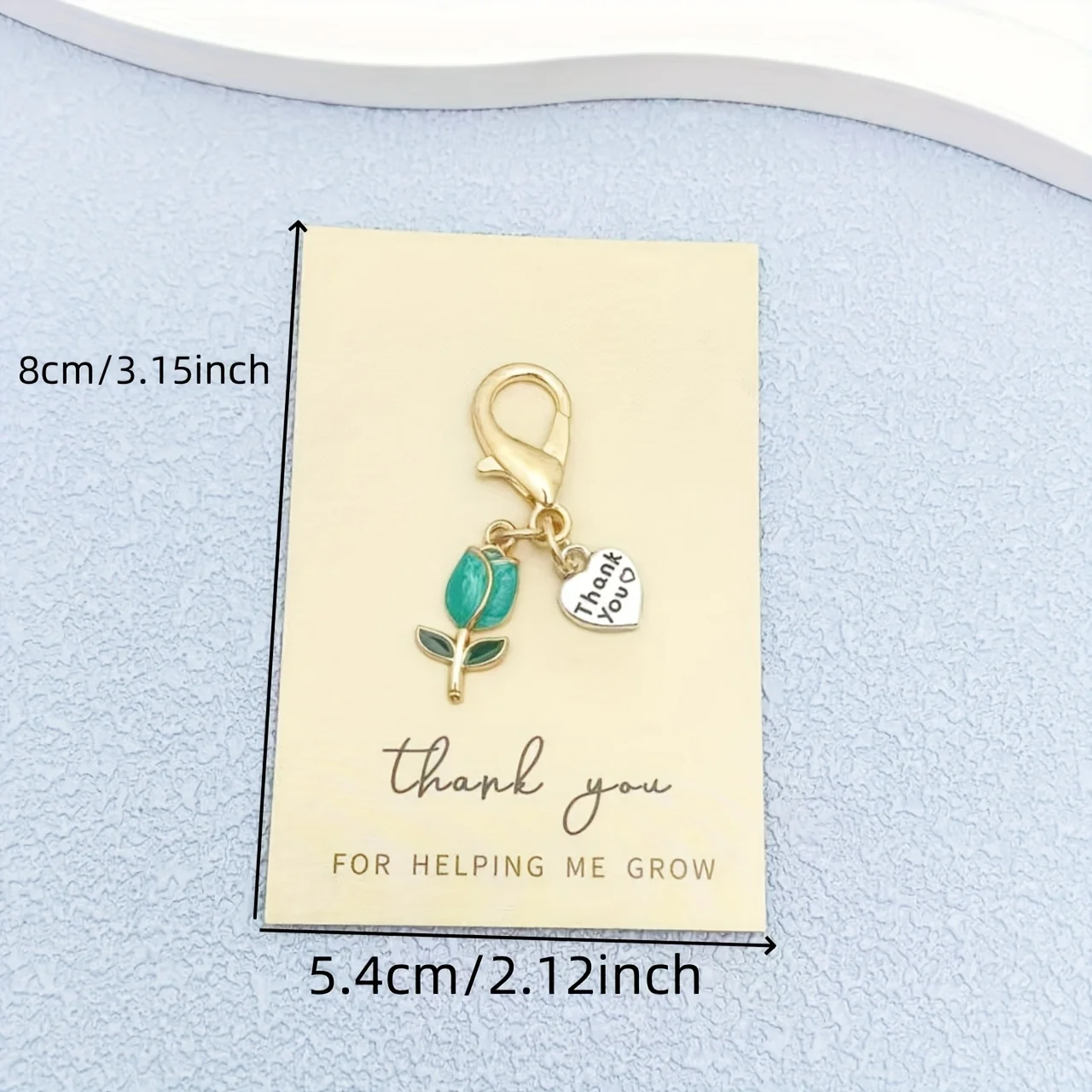 4 مجموعات من بطاقات الشكر مع سلسلة مفاتيح على شكل قلب توليب وفضي - "شكرًا لك على مساعدتي في النمو" - هدية مثالية شكرًا لك للعائلة