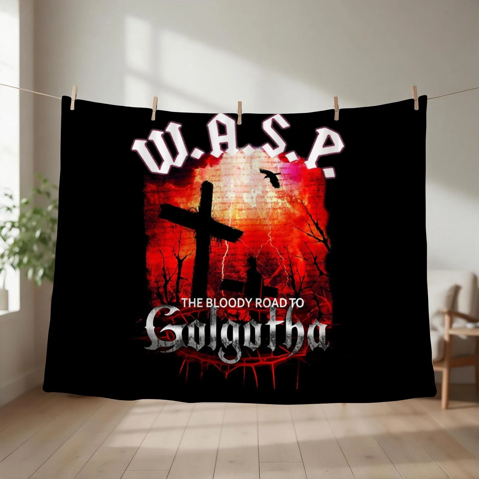 W.A.S.P. Band The Bloody Road To Golgotha Throw Blanket couch cozy soft plush fuzzy picnic outdoor blanket