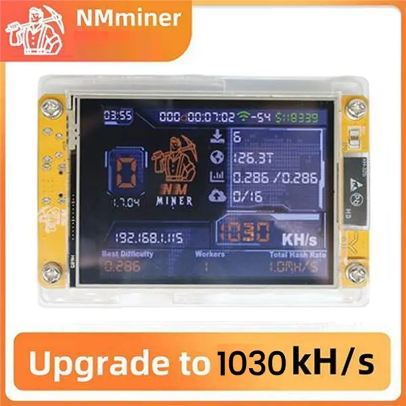 Practical-1030KH/S Bitcoin Crypto Solo Lottery Miner Stand 2.8 Polegada Display Inteligente Nerdminer + 2 Slots Atualizado Taxa Dura