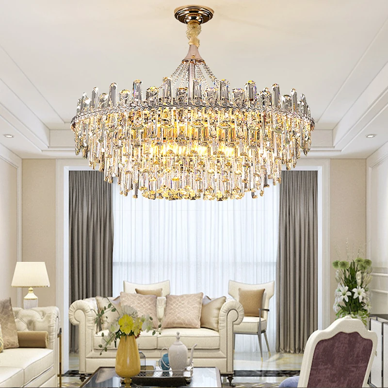 

Clear Crystal Luxury LED Ceiling Chandeliers for Living Room Decor Modern Hanging Lamps for Ceiling Home Design Lighting Lustre