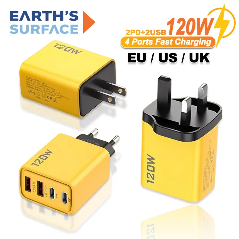 Cargador de pared USB C de 120W con cuatro puertos de salida