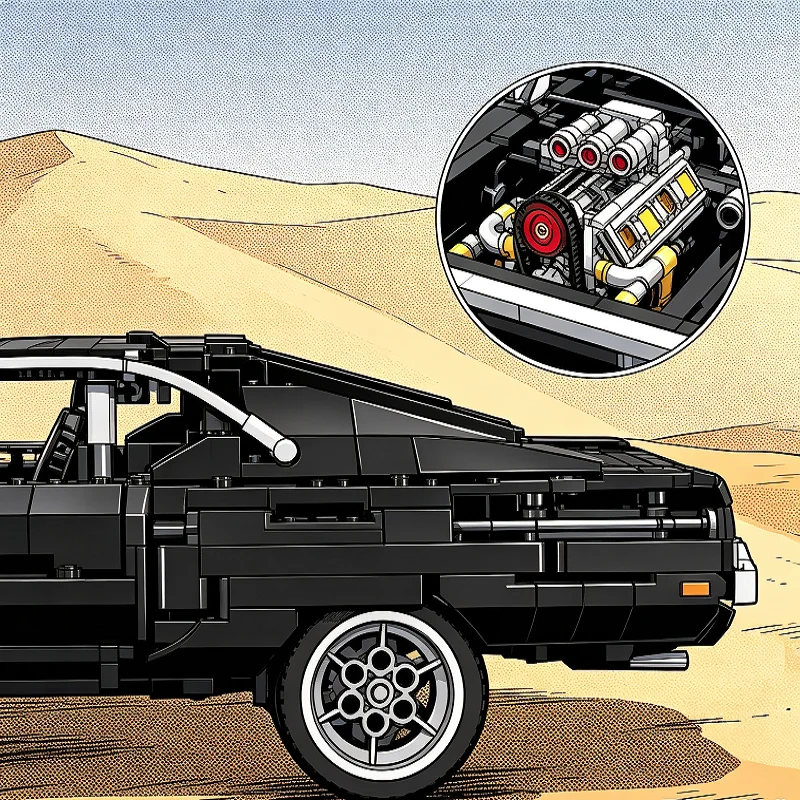 1077Pcs technology Car dodge Charger racing building block model Movie Fast and Furious Famous car brick boy toy gift view 3