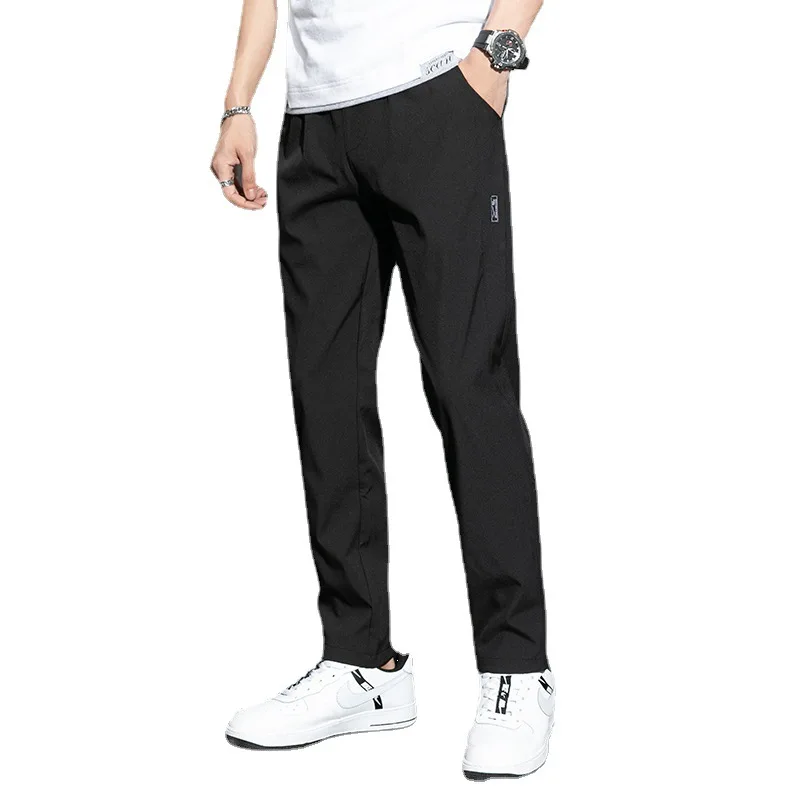 Sport Summer men's casual pants slim fit thin Korean version ice silk pants Jinlun sports pants straight tube quick drying pants