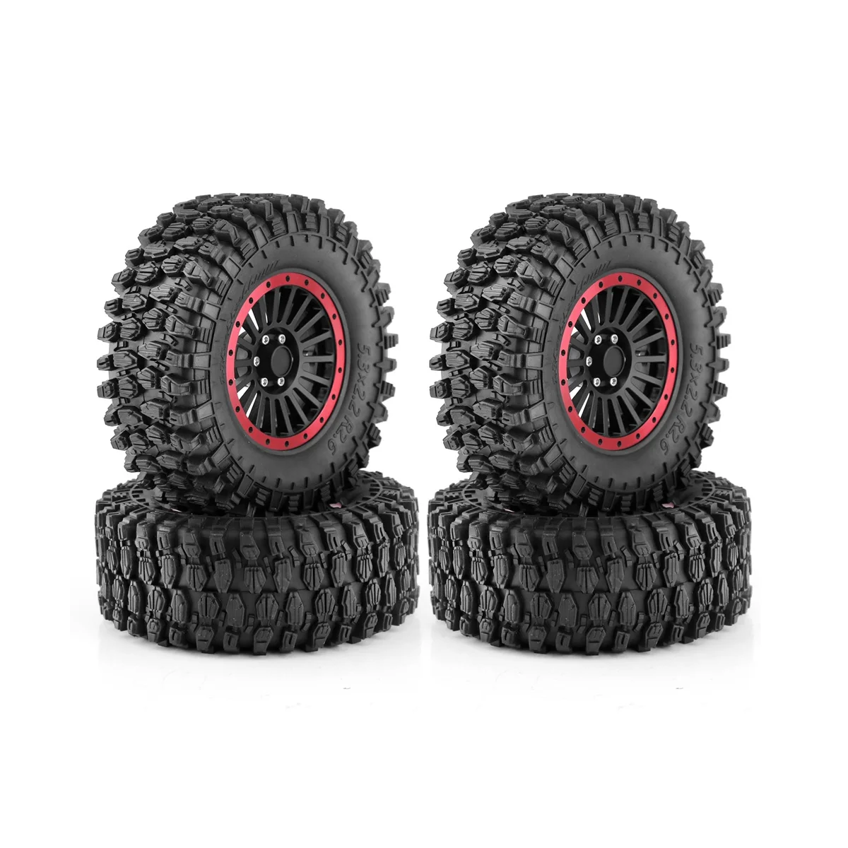 

4Pcs 135mm 2.6 Inch Metal Beadlock Wheel Rim Rubber Tire Set for 1/8 1/10 RC Crawler Car Axial SCX10 Wraith RR10 Capra,2