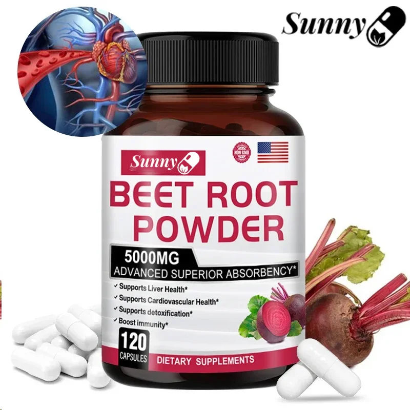 Organic Nitric Oxide Booster Beetroot Powder Capsules Cycle Superfood, Natural Energy