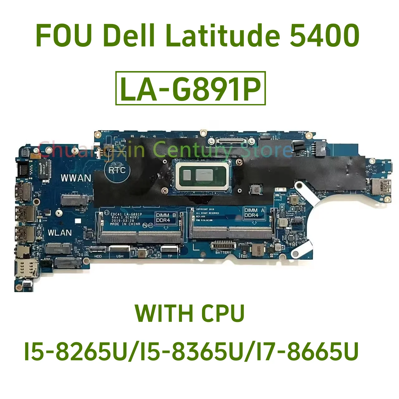 

LA-G891P motherboard suitable for Dell Latitude 5400 laptop with I5 I7-8TH CPU 100% tested and shipped