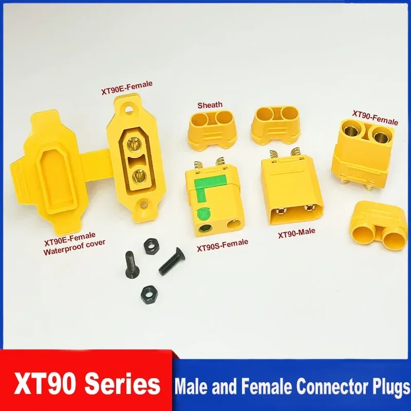 1/2/3/5pcs XT90-M XT90E-F XT90S XT90E  Male/Female Power Sockets Gold-Plated Battery Connectors Connector Sockets (Yellow/Black)