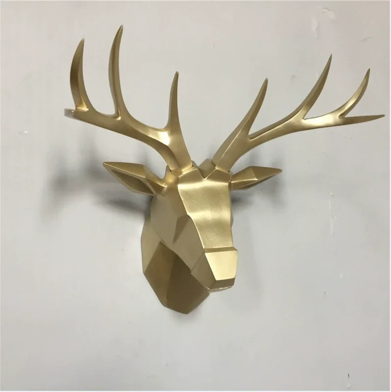 Decorative Deer Sculpture Wall Hanging Animal Statue Home Interior Living Room Art Ornaments