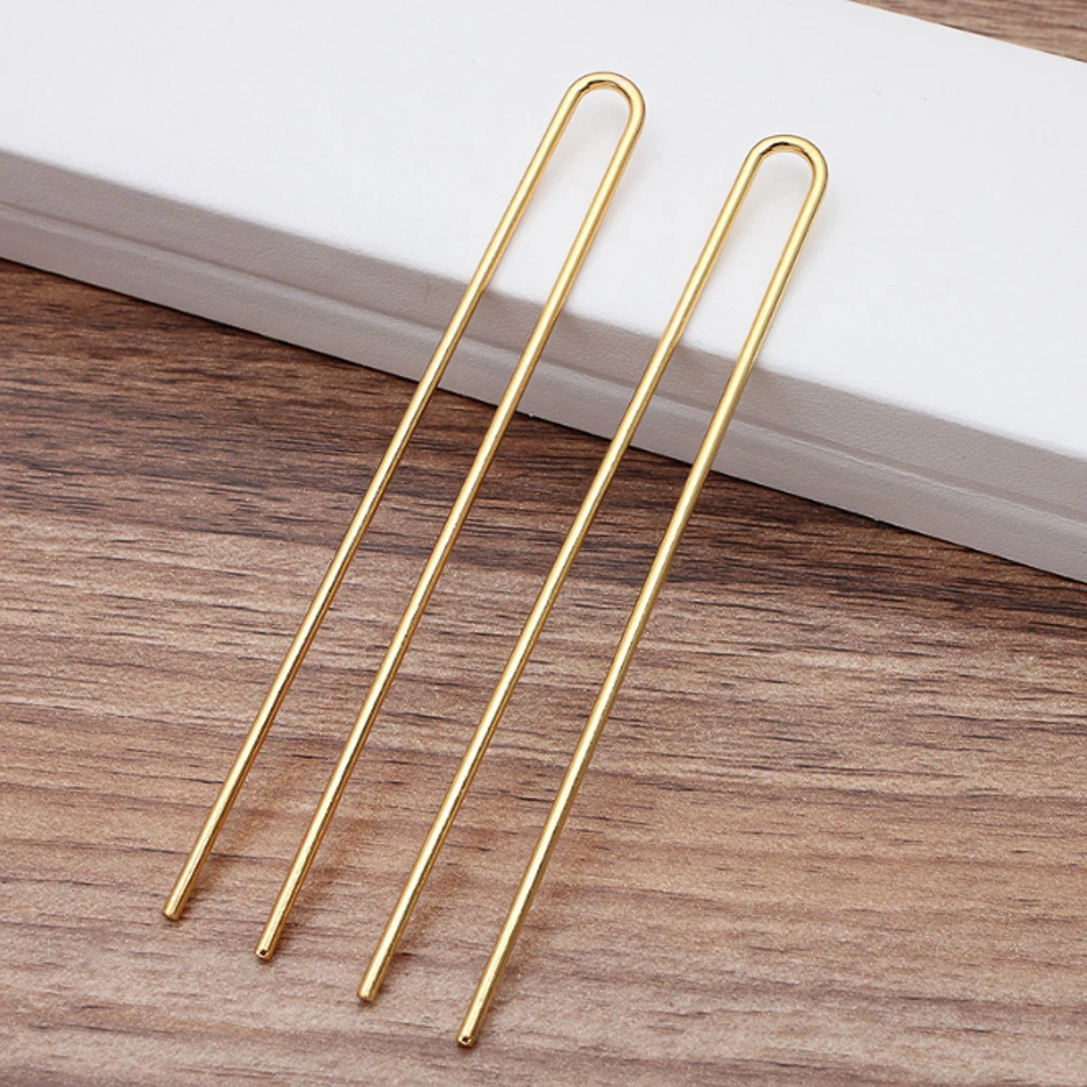 REGELIN Silver color /Gold Color Hair Sticks U shape Hair Pins Blank Base Setting 10pcs/lot 2mm*110mm For Women Jewelry Bulks