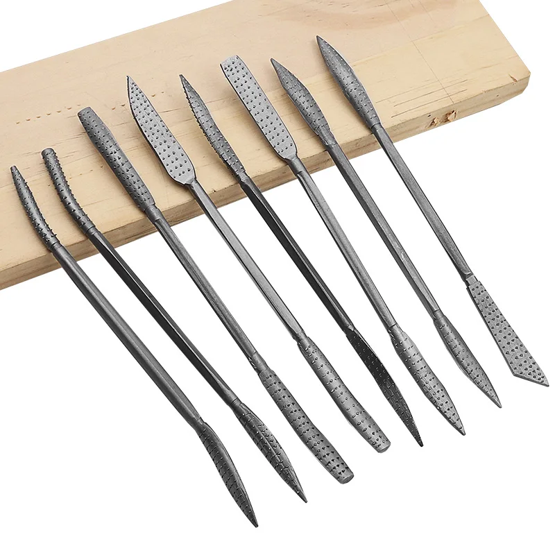 

8PCs Double Ended Riffler Wood Rasp File Set For Burrs Woodworking Carving Hand Tools Needle File