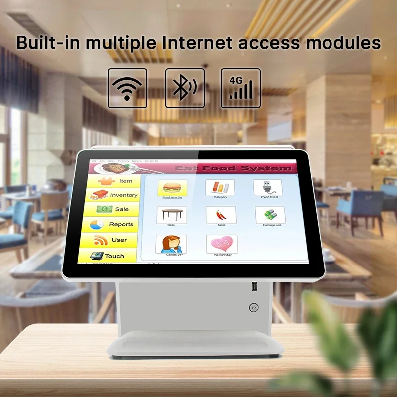 Supermarket Caisse En Vissreuse Parking samochodowy System Pos Android System Terminal Pos Podwójny ekran 4g