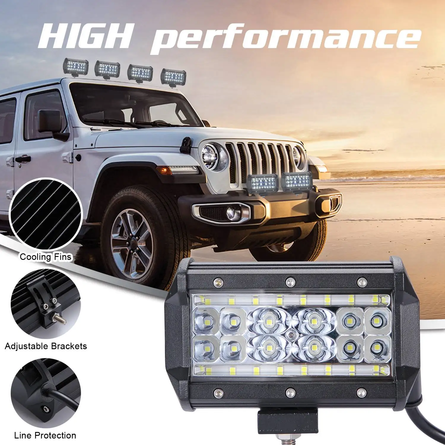 280W 6000K 28000Lm Led Work Light Bar Flood Combo Pods Driving Off-Road Tractor,1Pc