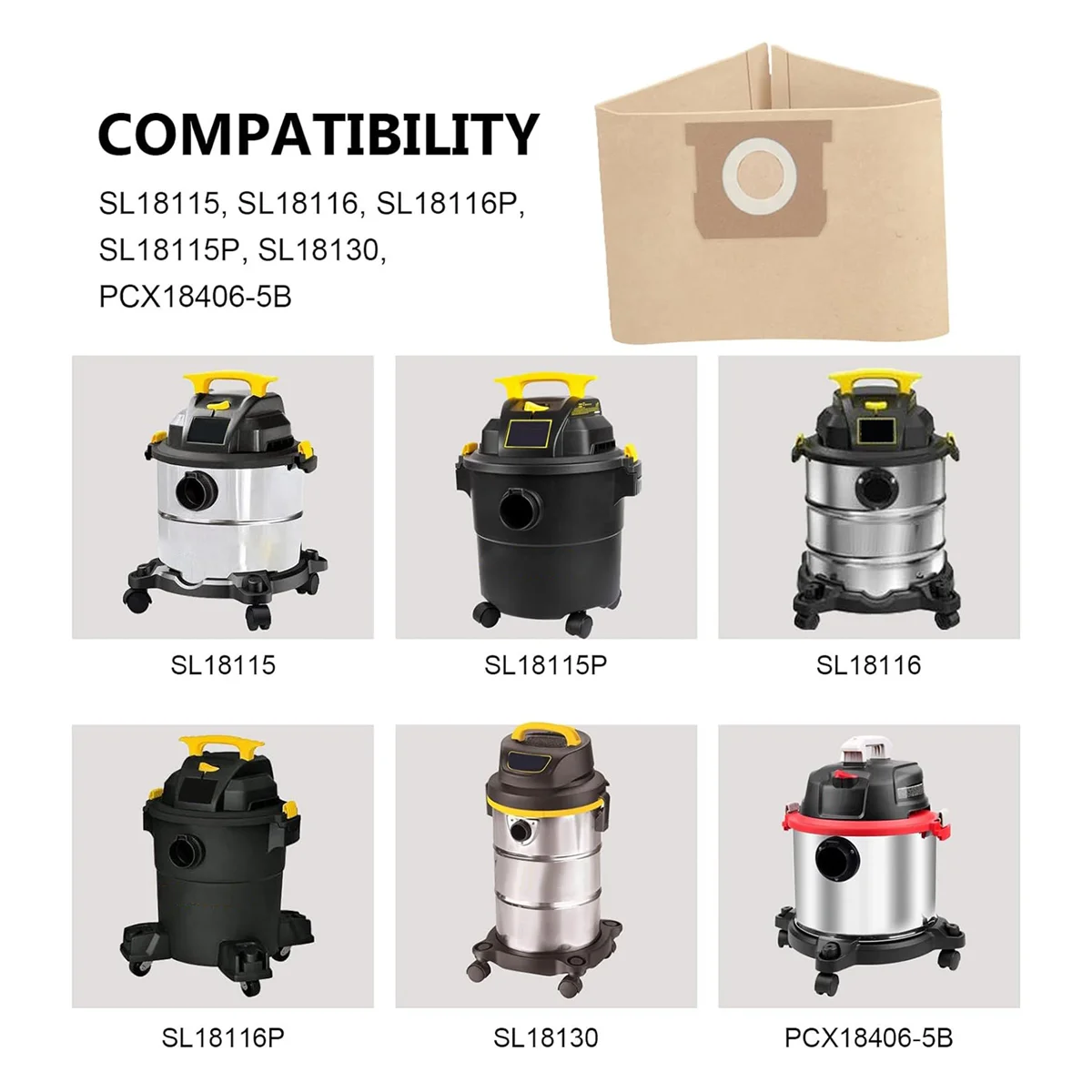 ถุงสุญญากาศ19-3100ถุงใช้ได้กับเครื่องดูดฝุ่นแบบเปียกแห้ง Stanley 5ถึง6แกลลอนเครื่องดูดฝุ่นแบบใช้แล้วทิ้งและนำกลับมาใช้ใหม่ได้