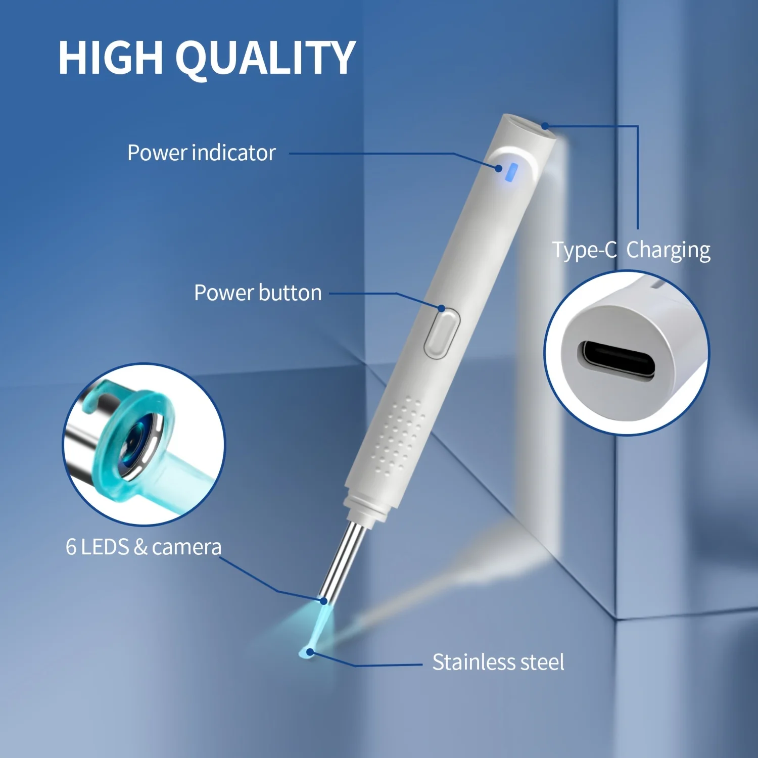 

Беспроводной очиститель ушей с отоскопом, умный визуальный инструмент для удаления ушной серы с камерой 1080P, ушной эндоскоп, набор инструментов для ухода за ушами, комплект для здоровья
