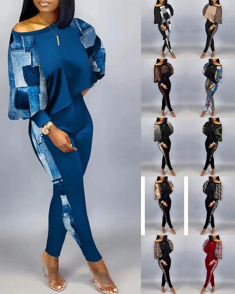 New Fashion Printing 2-piece set Suit Women