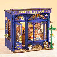 Robotime Rolife DIY Miniature Dollhouse Kit Leisure Time Tea RoomCrafts Hobbies Amazing Gift for Women Children DG171