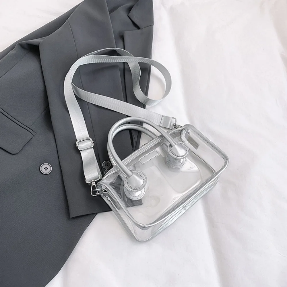 

Fashion Adjustable Strap Transparent Shoulder Bag Zipper Waterproof Crossbody Bag PVC Clear Small Square Bag Purses