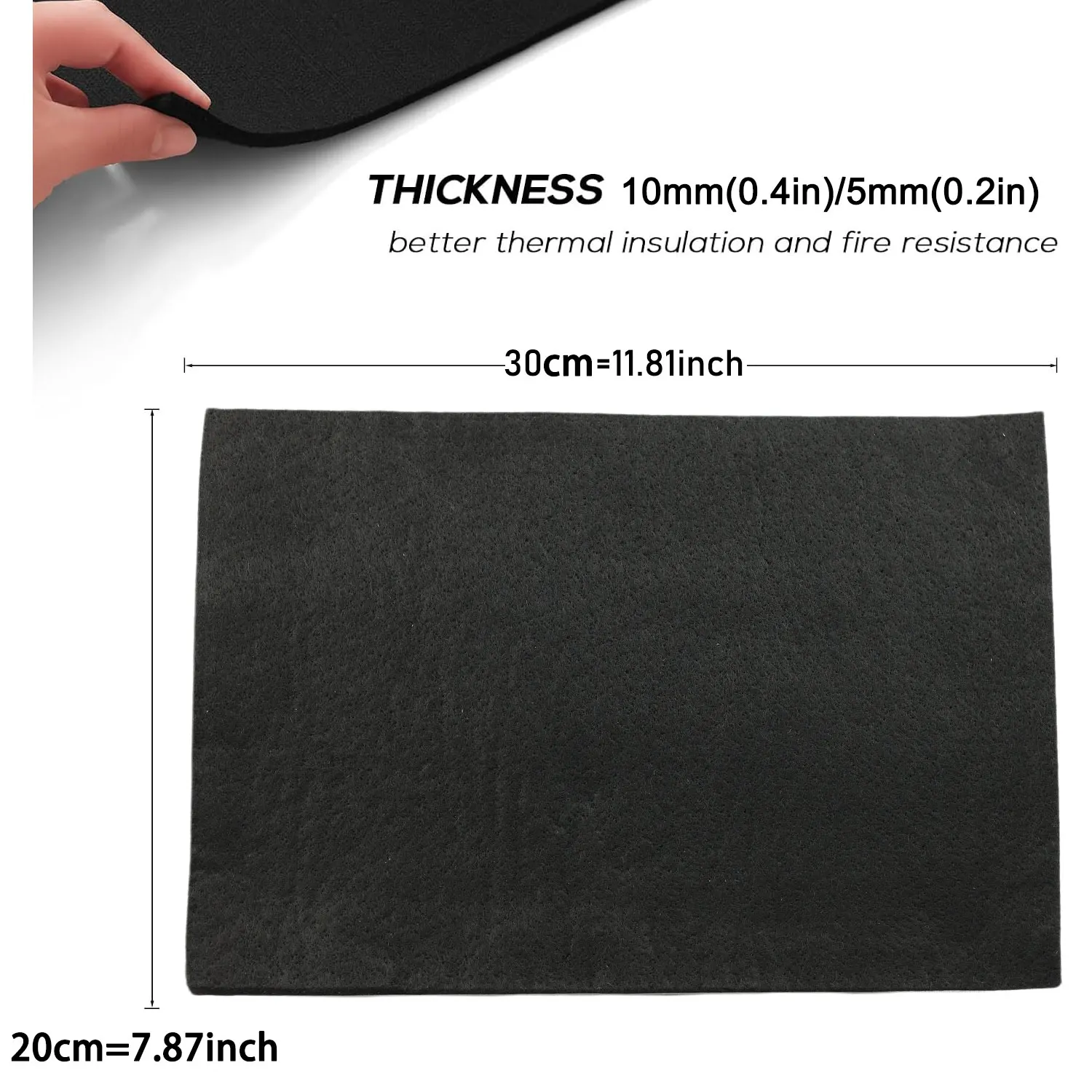 Pre-Oxidized Fiber Felt Fireproof Insulation Pad, Heat Resistant Thermal Barrier Mat for Welding Fireplace Stove BBQ Protection