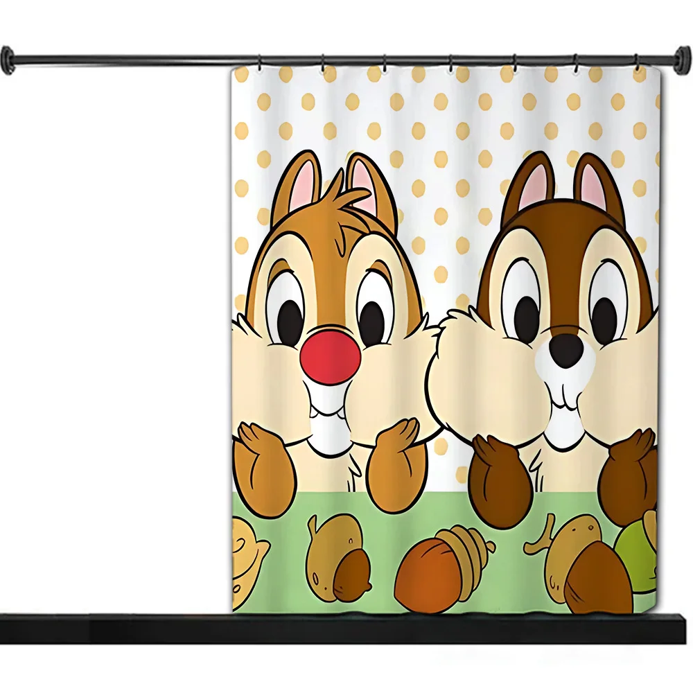 Cute Chip-n-Dale Shower Curtain Waterproof Polyester Fabric Paint Colorful Bath Curtains Home Bathroom Decor Curtain With Hook